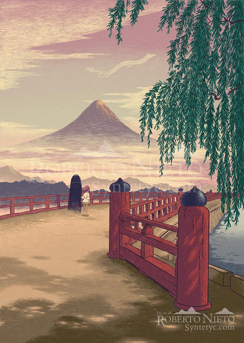 Spirited Away poster print. A beautiful Studio Ghibli inspired poster, the perfect present for anime movies fan.